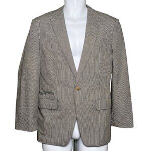 Intermezzo Blazer Sport Coat 1 Button Gray Plaid Double Vents Lined Mens
